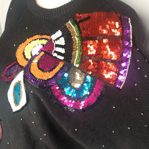 Lisa Ashley Vintage Oversized Sequin Sweater M - Picture 3 of 8